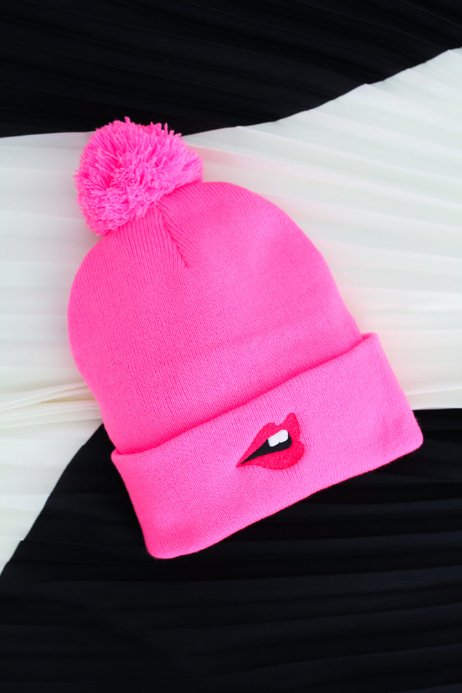 Lips Pom-Pom Beanie