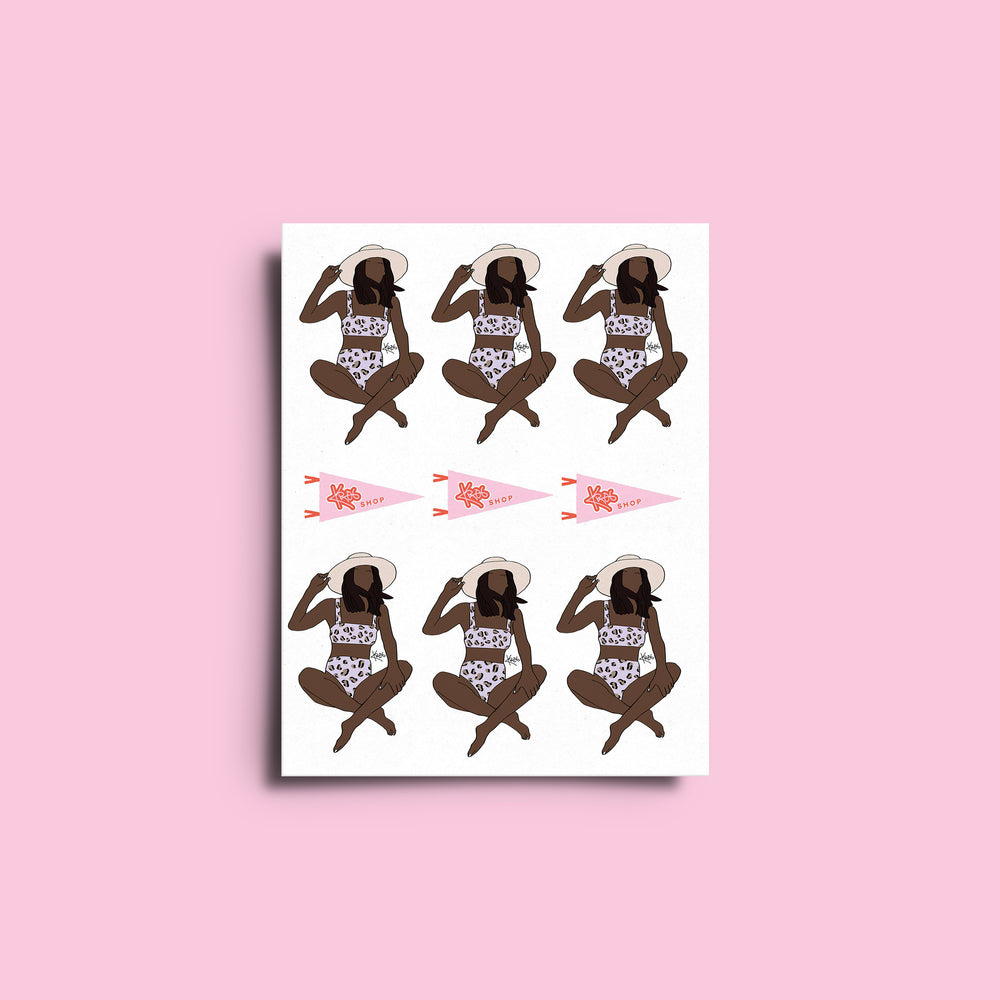 bikini girl gang sticker sheet